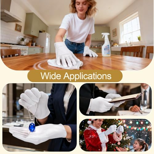 FOTKYXH 32PCS Thin White Cotton Gloves for Dry Hands Eczema Overnight Spa