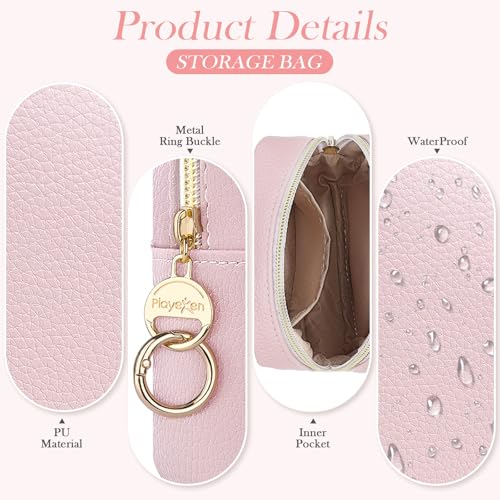 Small PU Leather Makeup Bag for Purse Mini Toiletry Pouch Green