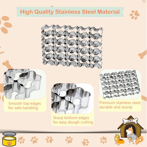 25-Cavity Mini Dog Bone Cookie Cutter - Stainless Steel Biscuit Mold