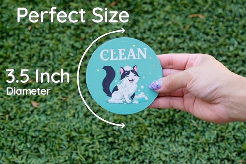 Double-Sided Clean Dirty Dishwasher Magnet with Cute Cat Design