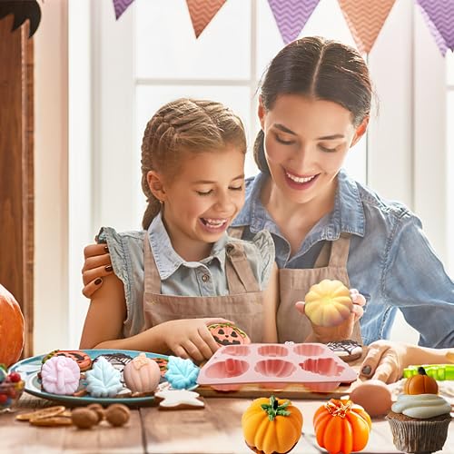 Pumpkin Silicone Mold Set - 2Pcs 9 Cavity Thanksgiving Baking Molds