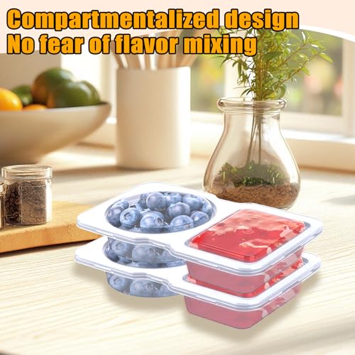 20 Pack Reusable Double-Compartment Snack Containers with Lids