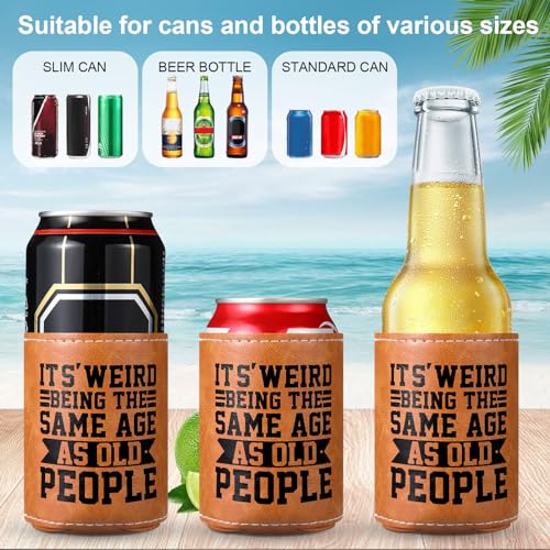 Honeydak Leather Can Cooler Sleeve - Funny Gift for Dad & Men