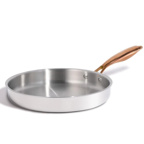 CAROTE 10" Tri-Ply Stainless Steel Frying Pan, Non-Toxic Fry Pan Egg Pan Omelet Pans, Oven Safe, Induction, Ceramic and Gas Cooktops Compatible, Silver