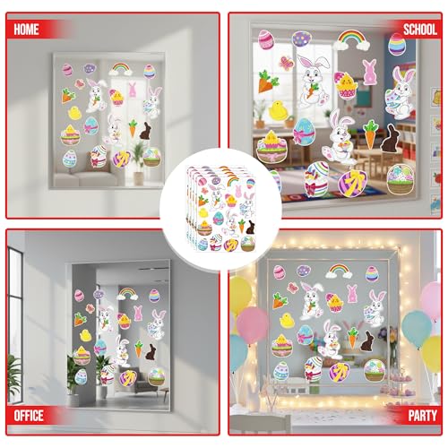 Iconikal Easter Window Clings 100-Count Reusable Bunny Egg Decals