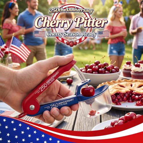 Makmzoon Stainless Steel Cherry Pitter Tool with Splash Guard