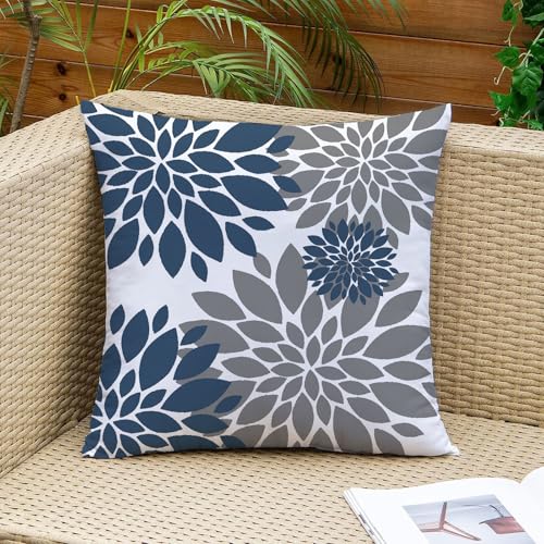 Mimkus 18x18 Blue Geometric Throw Pillow Covers - 4 Piece Farmhouse Set