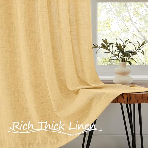 Tollpiz Beige Linen Semi-Sheer Door Curtain Panel - 25x72 in
