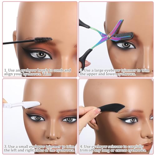 Ezymivs 4Pcs Eyebrow Trimmer Scissors with Comb and Razor Set