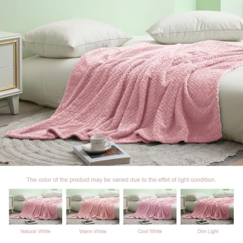 Exclusivo Mezcla Cozy Pink Fleece Throw Blanket, 50”x70”