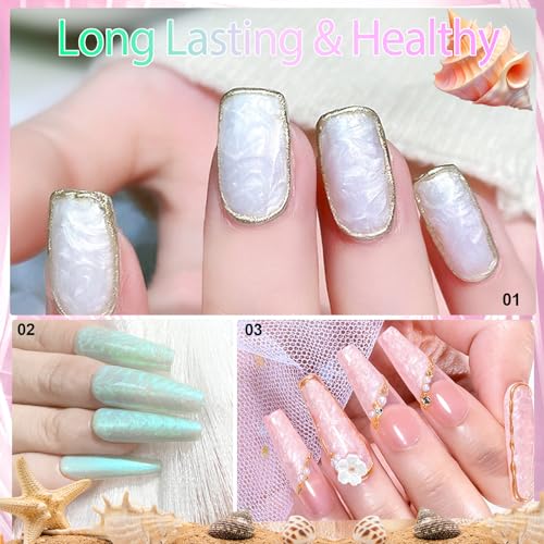 NAIL GIL Pearl Gel Nail Polish Aurora Shimmer White Mermaid Soak Off LED