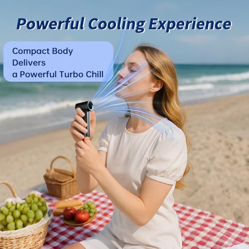 Ouleevii Portable Handheld Turbo Fan - Black, 5000mAh Rechargeable