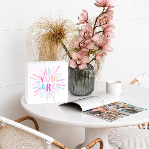 You Are Sun Wooden Box Sign, Inspirational Motivational Desk Decor, 5x5 Inch