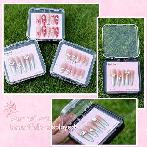 Uyolaxed 6pcs Press On Nail Storage Box Set - Black Double-Layer