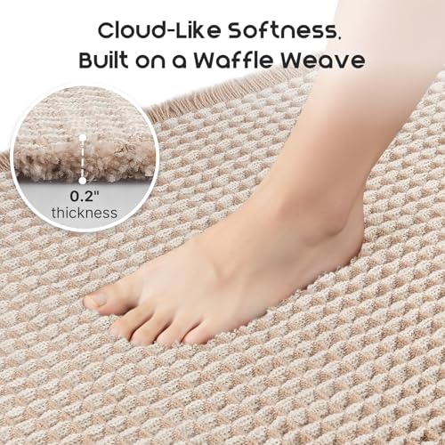 ArtyCozy Super Absorbent Waffle Bath Mat - Brown & White, 17"×24"