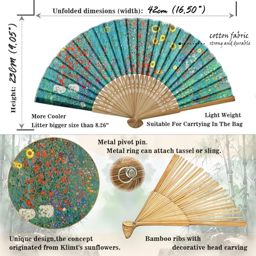 Salutto Bamboo Folding Hand Fan - Italian Garden Print, 9-Inch