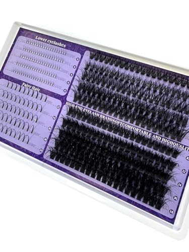 HBZGTLAD DIY Lash Clusters Kit with Spikes - D Curl Manga Eyelash Extensions