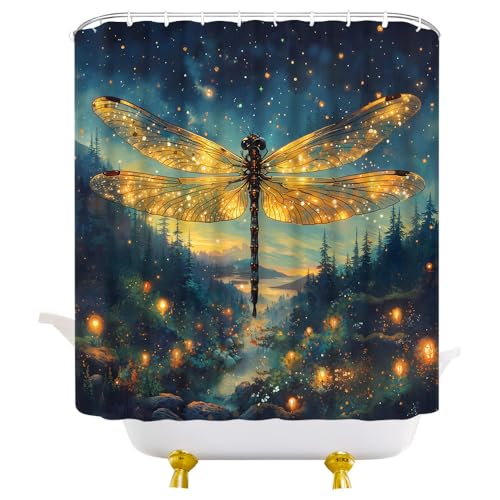 Fantasy Dragonfly Shower Curtain - 70" x 70" Polyester Fabric
