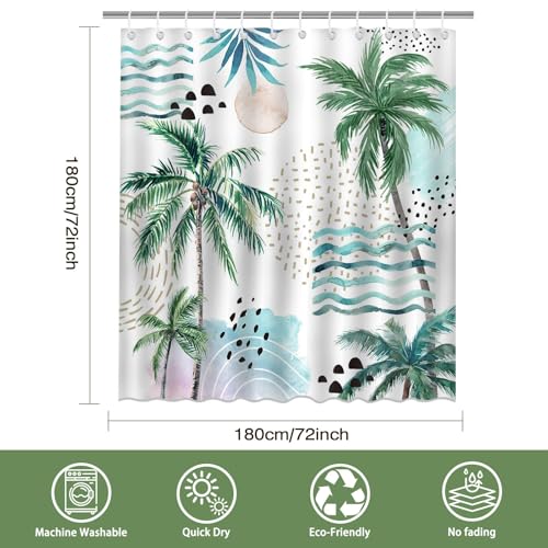 Mocsicka Tropical Shower Curtain 72x72 Inches Waterproof Polyester with Hooks