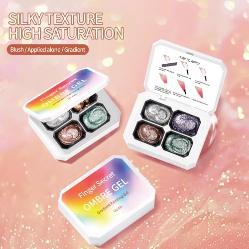 Finger Secret 4-Color Ombre Gel Nail Polish Set with Sponges