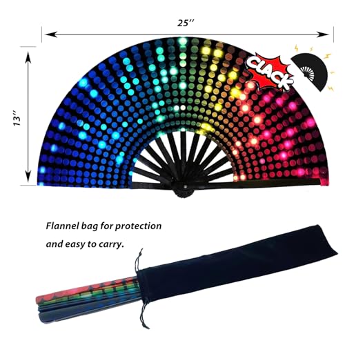 13'' UV Glow Folding Hand Fan for Parties & Festivals