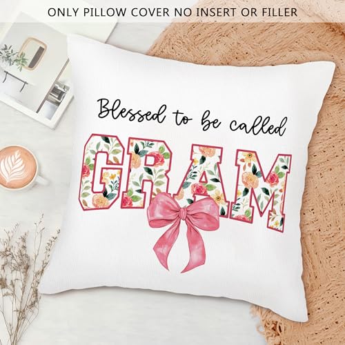 Gram Throw Pillow Cover 18x18 - Cozy Polyester Case for Grandma