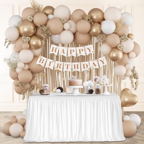 Boho Birthday Decorations Set with Gold Foil Balloons & Banner