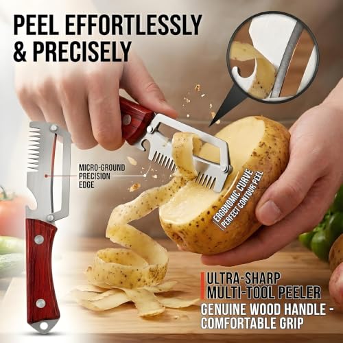 VELVASPIRA 3-in-1 Stainless Steel Vegetable Peeler Set