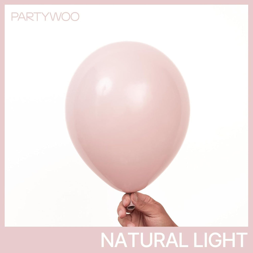 PartyWoo Dusty Pink Balloons - 100pcs 12 Inch Boho Blush & Lilac Latex Helium Balloons for Celebrations