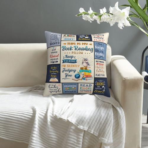 Book Lovers Pillow Cover 18x18 Inches - Perfect Gift for Readers