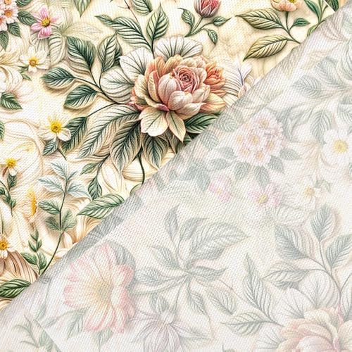 JAWO Floral Shower Curtain, Yellow Botanical Bathroom Decor 69x70 Inch