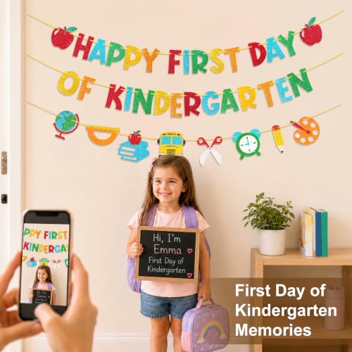 Happy First Day of Kindergarten Banner Set - 3 Pre-Strung Decorations