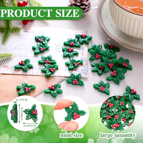 VioraWhite 50 Mini Resin Holly Berry Christmas Ornaments