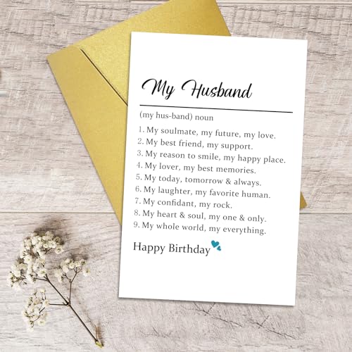 Romantic Birthday Card for Husband | Funny Definition & Poem