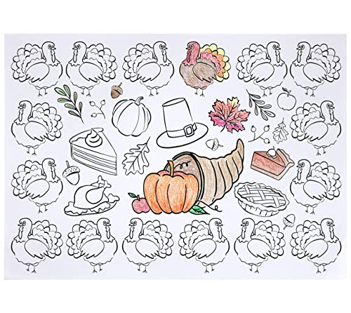 Thanksgiving Color-Your-Own Reversible Disposable Place Mats - 22 Count