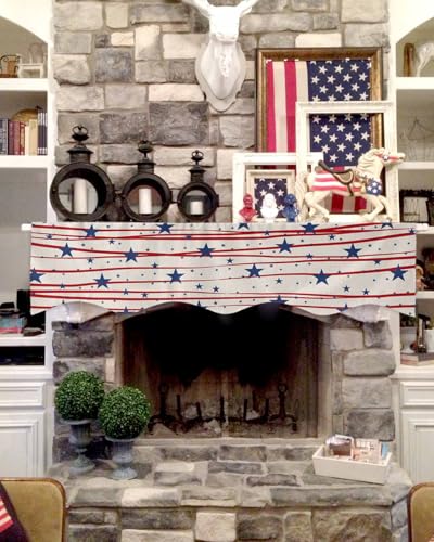 4th of July Fireplace Scarf 90x17 Inch - Patriotic Stars & Stripes