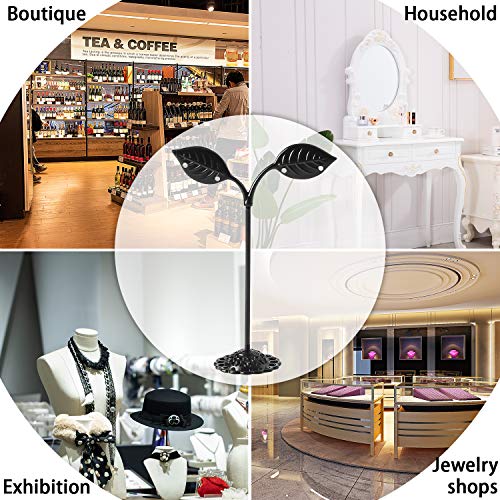 Autodeco Leaf Shape Earring Display Stand Set - Adjustable Metal Jewelry Organizer for Retail & Photography