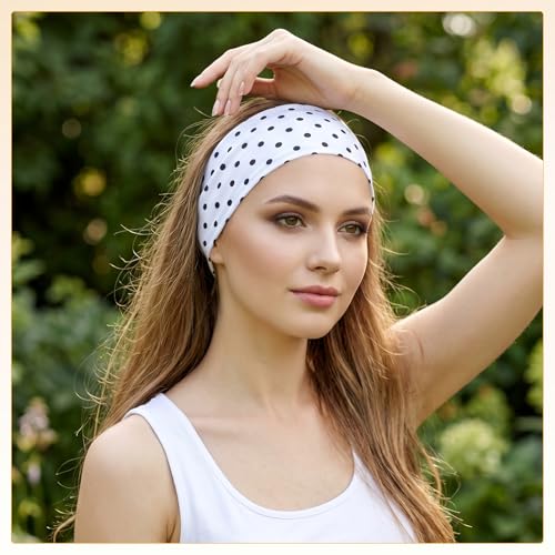 ZhouBoat 6Pcs Polka Dot Headbands for Women Non Slip Elastic Hair Bands