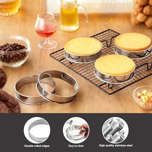4-Inch Stainless Steel Crumpet Rings - Non-Stick English Muffin & Egg Molds