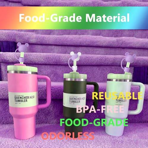 5 Pack Bear Straw Covers for Stanley 30 & 40 oz Tumblers - Reusable Silicone Toppers