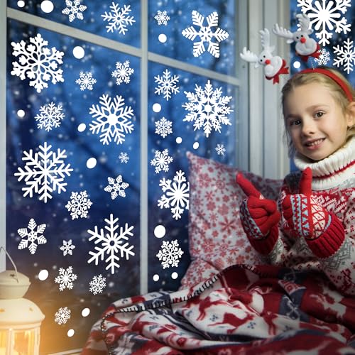 116PCS Christmas Window Clings - Double Sided Snowflake Decals