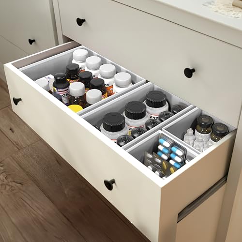 Foldable Drawer Organizer Set of 12 - 4L/4M/4S - Gray