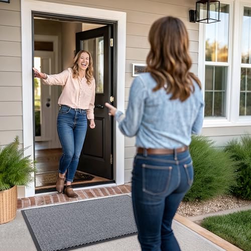 Smiry Low Profile Rubber Doormat 29.5" x 17" - Black, Non-Slip