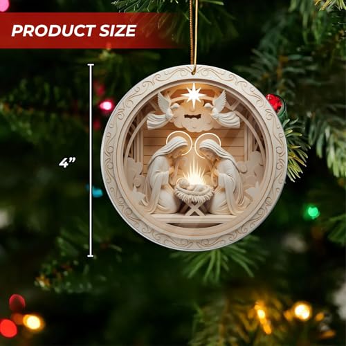 Christian Nativity Scene Angel Christmas Ornament Set - Christian Families Variation