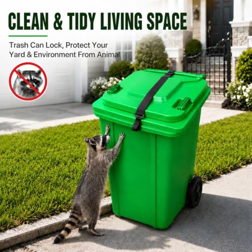 Adjustable Bear Proof Trash Can Lock Strap for 28-96 Gallon Bins