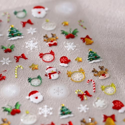 Christmas Nail Art Stickers - 5D Jelly Relief Elk & Snowflake Decals