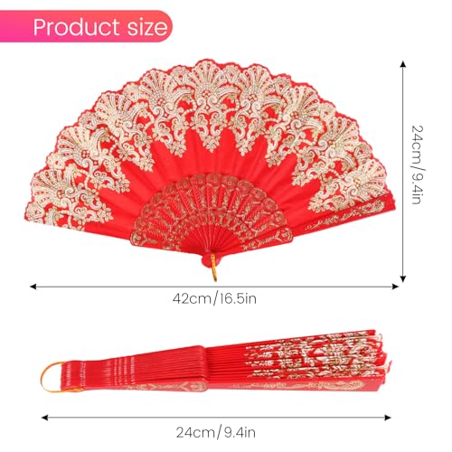 INNOLIFE Red Spanish Retro Folding Hand Fan for Dancing and Weddings