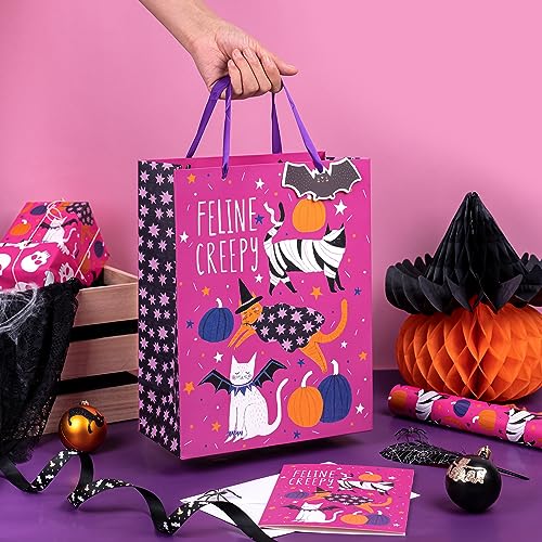 Halloween Gift Bag Set - 13" Cat Design with Card & Tissue Paper