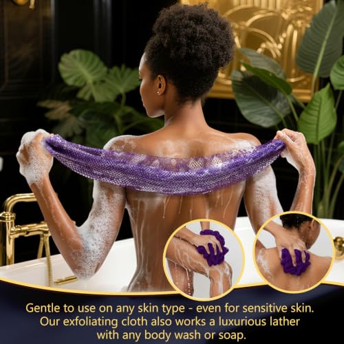 African Net Sponge 2-Piece Exfoliating Body Scrubber - Purple & Pink