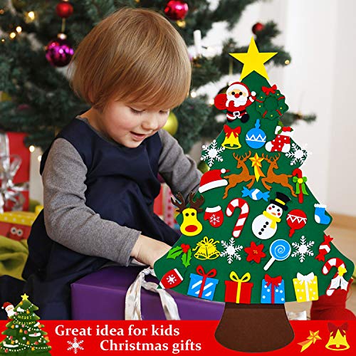 DIY Felt Christmas Tree for Toddlers with 34 Detachable Ornaments - Wall Hanging Holiday Decoration
